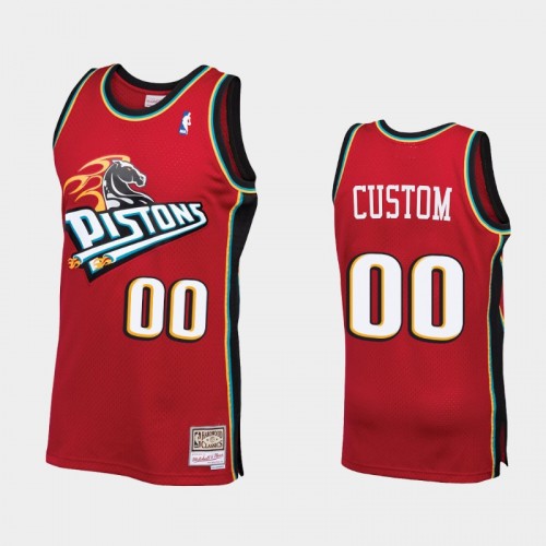 Men Detroit Pistons #00 Custom Throwback 90s HWC Swingman Red Jersey