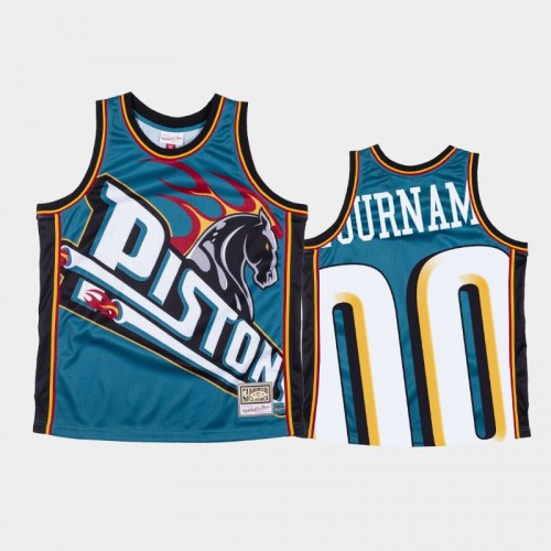 Detroit Pistons #00 Custom Teal Big Face Jersey - Hardwood Classics