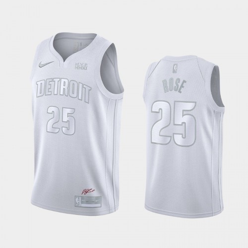 Detroit Pistons #25 Derrick Rose MVP White Jersey