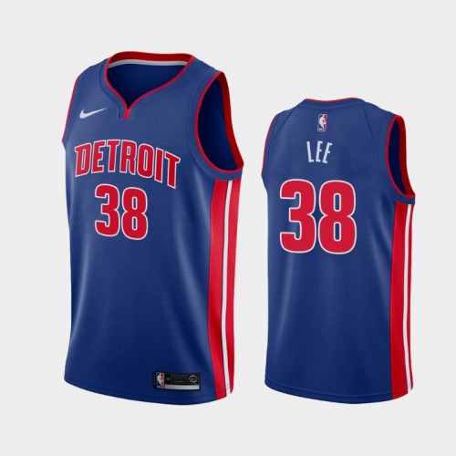 Men's Detroit Pistons #38 Saben Lee 2020-21 Icon Blue Jersey
