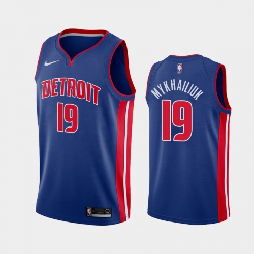 Men's Detroit Pistons #19 Sviatoslav Mykhailiuk 2020-21 Icon Blue Jersey