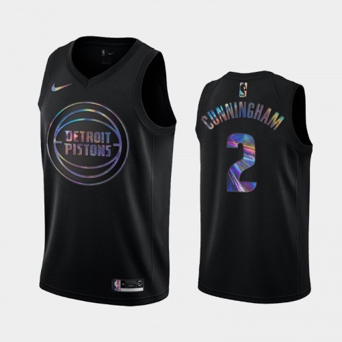 Detroit Pistons Cade Cunningham Men #2 Iridescent Holographic Black Limited Edition Jersey
