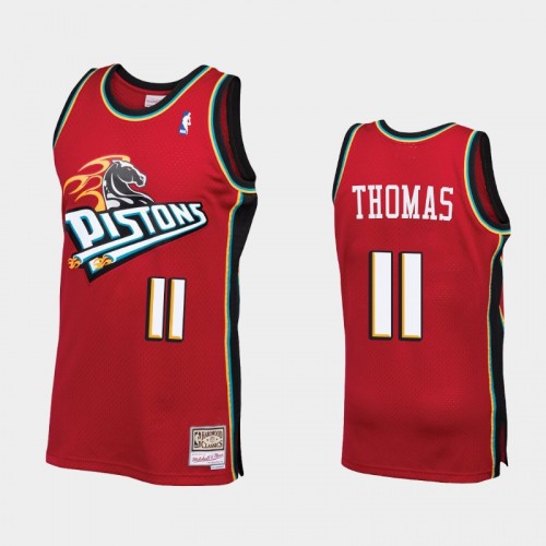 Men Detroit Pistons #11 Isiah Thomas Throwback 90s HWC Swingman Red Jersey