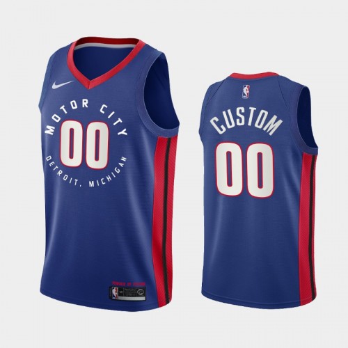 Men Detroit Pistons #00 Custom 2020-21 Motor City Edition Navy Jersey