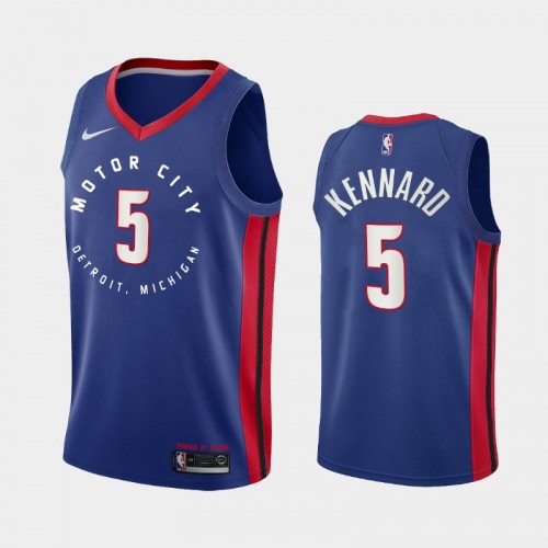 Men Detroit Pistons #5 Luke Kennard 2020-21 Motor City Edition Navy Jersey