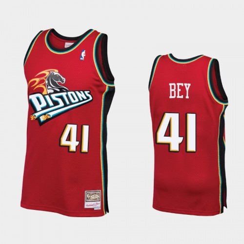 Men Detroit Pistons #41 Saddiq Bey Throwback 90s HWC Swingman Red Jersey