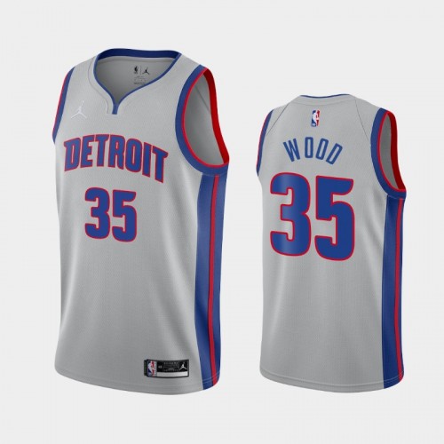 Men's Detroit Pistons #35 Christian Wood 2020-21 Statement Silver Jersey