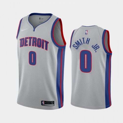 Men's Detroit Pistons #0 Dennis Smith Jr. 2021 Statement Gray Jersey