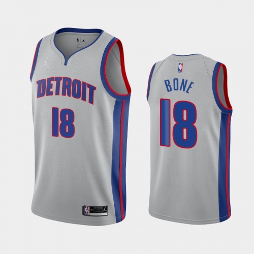 Men's Detroit Pistons #18 Jordan Bone 2020-21 Statement Silver Jersey