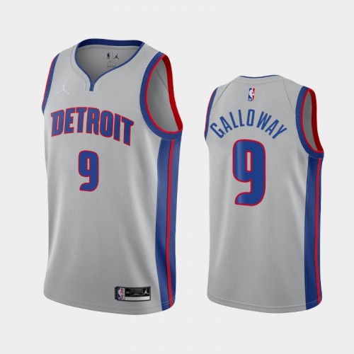 Men's Detroit Pistons #9 Langston Galloway 2020-21 Statement Silver Jersey