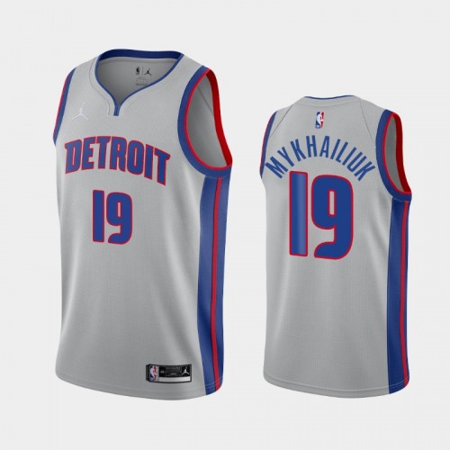 Men's Detroit Pistons #19 Sviatoslav Mykhailiuk 2020-21 Statement Silver Jersey