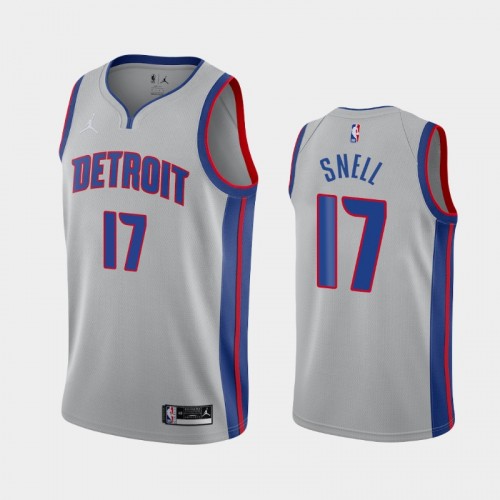 Men's Detroit Pistons #17 Tony Snell 2020-21 Statement Silver Jersey