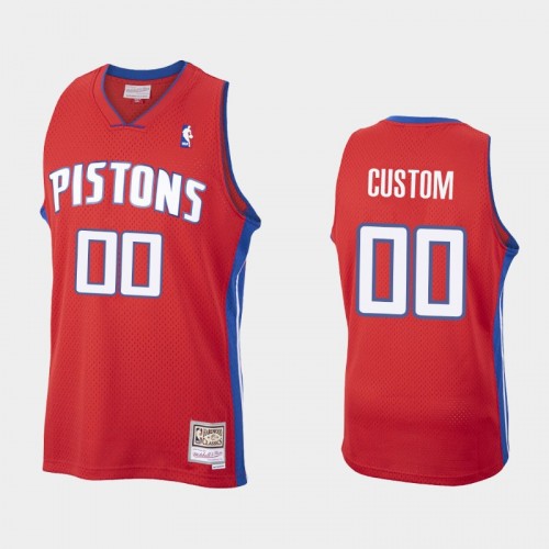Men Detroit Pistons #00 Custom Red HWC Mesh Jersey - Throwback