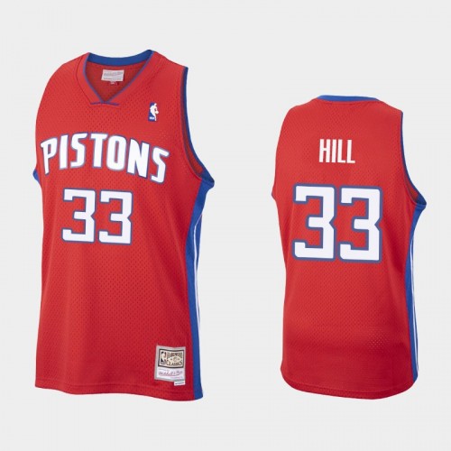 Men Detroit Pistons #33 Grant Hill Red HWC Mesh Jersey - Throwback