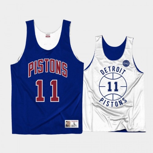 Detroit Pistons Isiah Thomas Men #11 Throwback Reversible Royal White Training Jersey