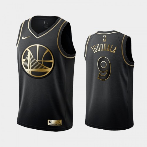 Men's Golden State Warriors #9 Andre Iguodala Black Golden Logo Jersey