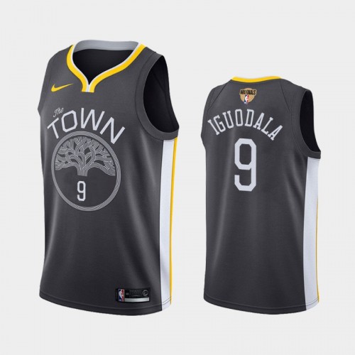 Men's Golden State Warriors #9 Andre Iguodala Gray 2019 NBA Finals Statement Jersey