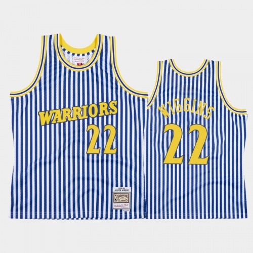 Golden State Warriors #22 Andrew Wiggins Striped Blue 1990-91 Jersey