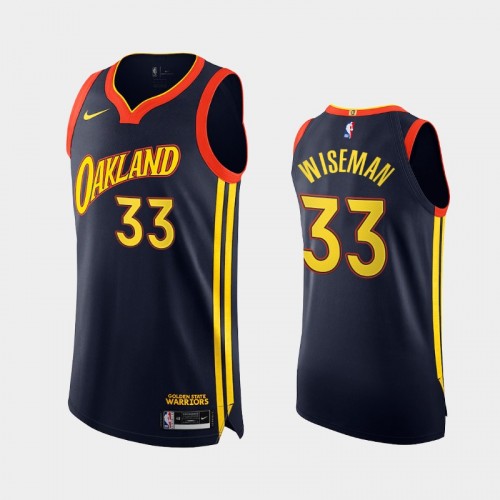 Men Golden State Warriors James Wiseman #33 2020-21 Authentic City Edition Player Navy Jersey