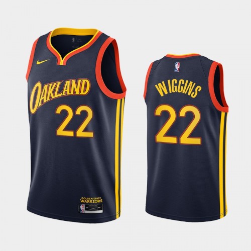 Men Golden State Warriors #22 Andrew Wiggins 2020-21 City Edition Oakland Navy Jersey