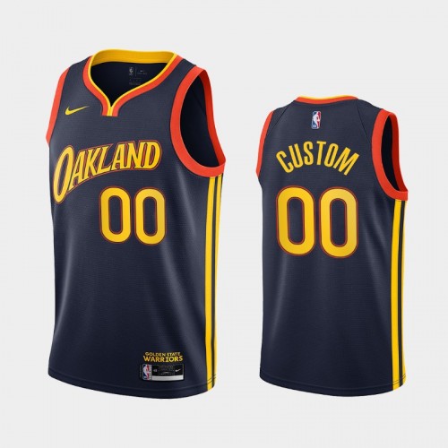 Men Golden State Warriors #00 Custom 2020-21 City Edition Oakland Navy Jersey