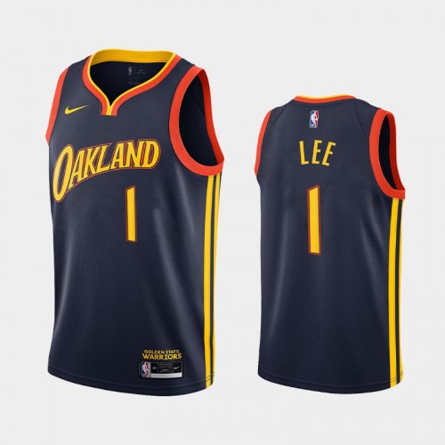 Men Golden State Warriors #1 Damion Lee 2020-21 City Edition Oakland Navy Jersey