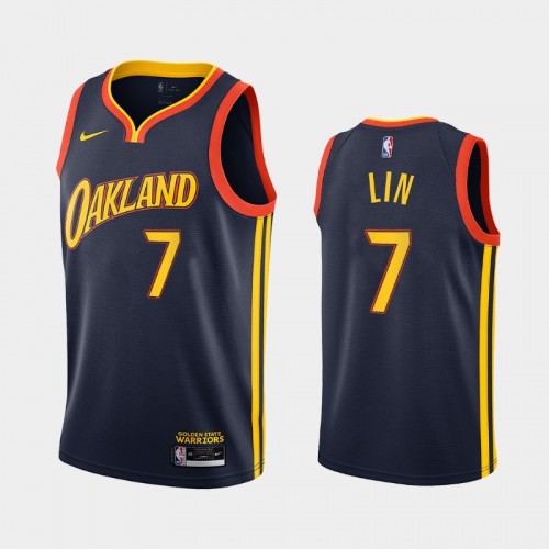 Men Golden State Warriors #7 Jeremy Lin 2020-21 City Edition Oakland Navy Jersey