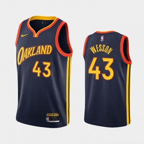 Men's Golden State Warriors #43 Kaleb Wesson 2020-21 City Navy Jersey