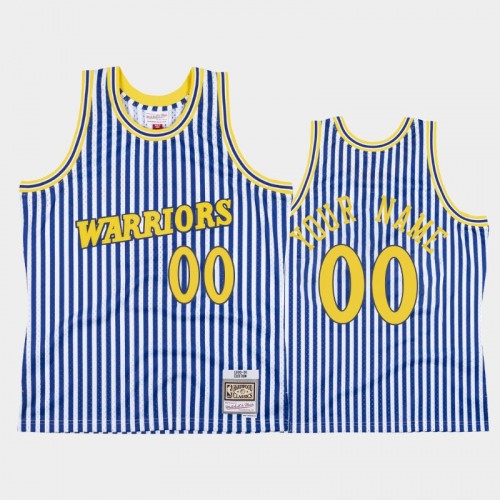 Golden State Warriors #00 Custom Striped Blue 1990-91 Jersey