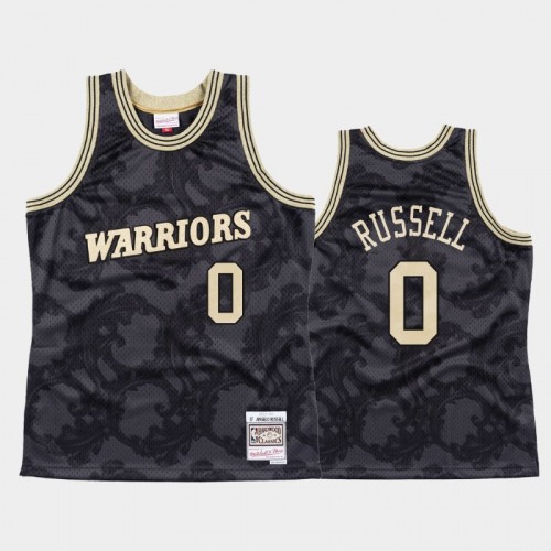 Men's Golden State Warriors #0 D'Angelo Russell Black Toile Metallic Classic Jersey