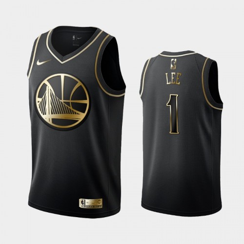 Men's Golden State Warriors #1 Damion Lee Black Golden Logo Jersey