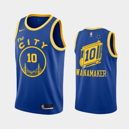 Men's Golden State Warriors #10 Brad Wanamaker 2020-21 Hardwood Classics Blue Jersey