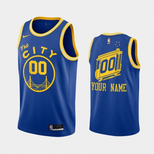 Men's Golden State Warriors #00 Custom 2020-21 Hardwood Classics Blue Jersey