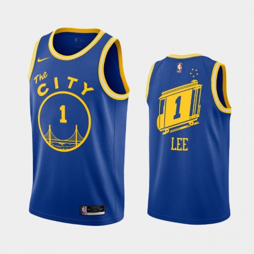 Men's Golden State Warriors #1 Damion Lee 2020-21 Hardwood Classics Blue Jersey