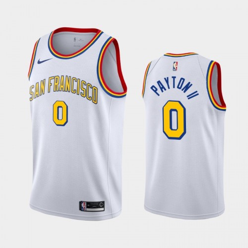 Men's Golden State Warriors #0 Gary Payton II 2021 Hardwood Classics White Jersey