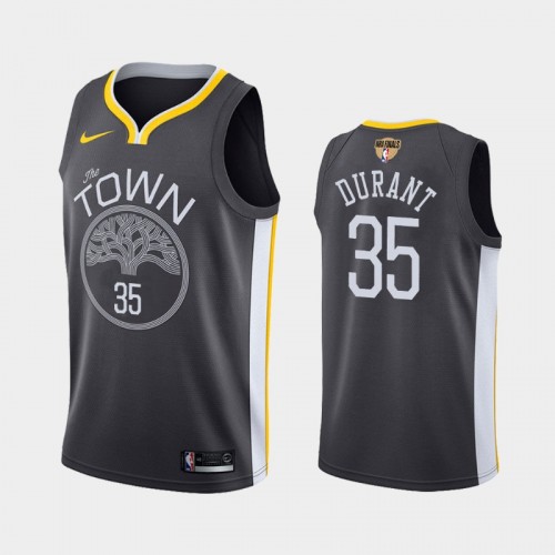 Men's Golden State Warriors #35 Kevin Durant Gray 2019 NBA Finals Statement Jersey