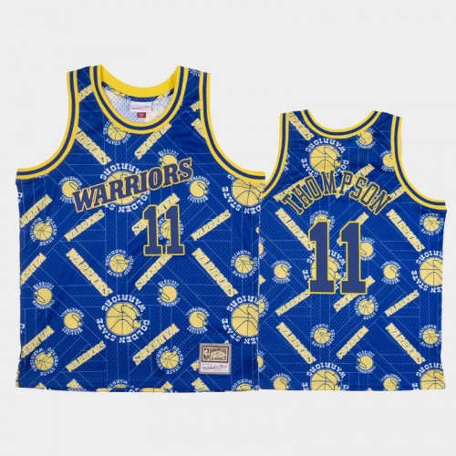 Klay Thompson Golden State Warriors #11 Blue Tear Up Pack Hardwood Classics Jersey