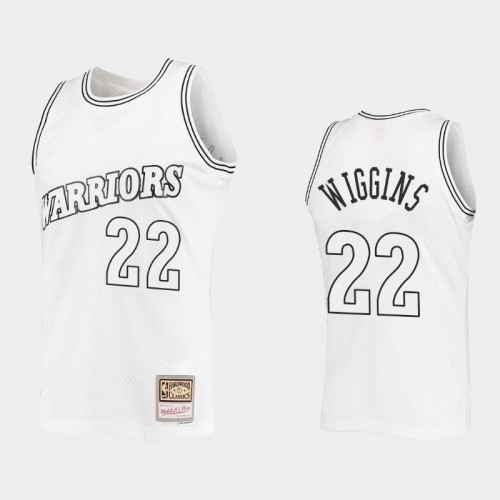 Golden State Warriors #22 Andrew Wiggins Outdated Classic Mitchell Ness White Jersey