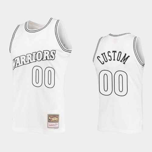 Golden State Warriors #00 Custom Outdated Classic Mitchell Ness White Jersey