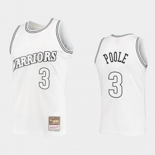 Golden State Warriors #3 Jordan Poole Outdated Classic Mitchell Ness White Jersey