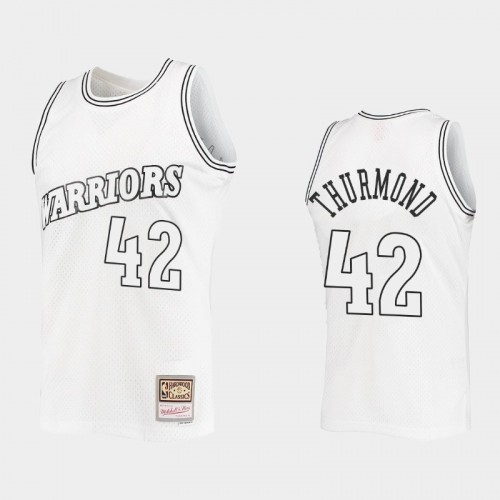 Golden State Warriors #42 Nathaniel Thurmond Outdated Classic Mitchell Ness White Jersey