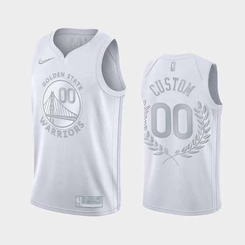 Men's Golden State Warriors #00 Custom White Platinum Edition Glory Retired Jersey