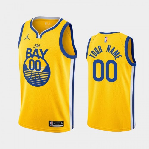 Men's Golden State Warriors #00 Custom 2020-21 Statement Gold Jersey