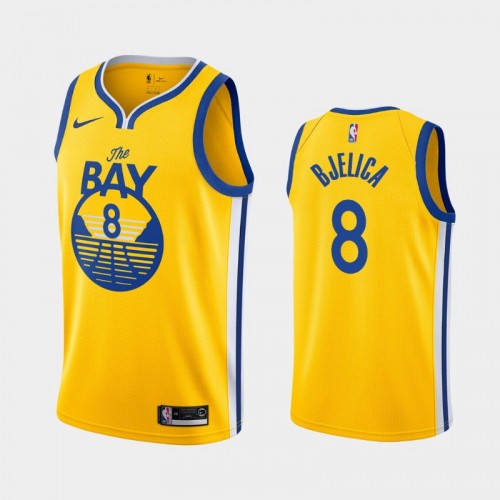 Golden State Warriors Nemanja Bjelica Men #8 Statement Edition 2021 Trade Gold Jersey