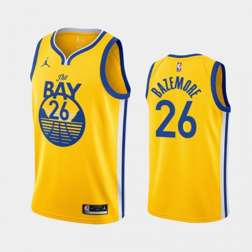 Men's Golden State Warriors Kent Bazemore #26 2020-21 Statement Gold Jersey