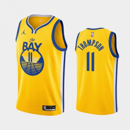 Men's Golden State Warriors #11 Klay Thompson 2020-21 Statement Gold Jersey