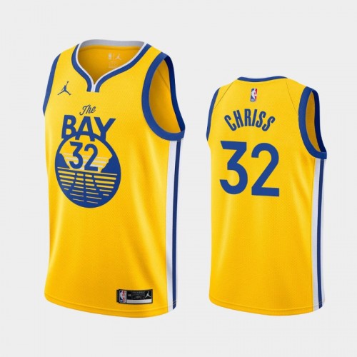 Men's Golden State Warriors #32 Marquese Chriss 2020-21 Statement Gold Jersey
