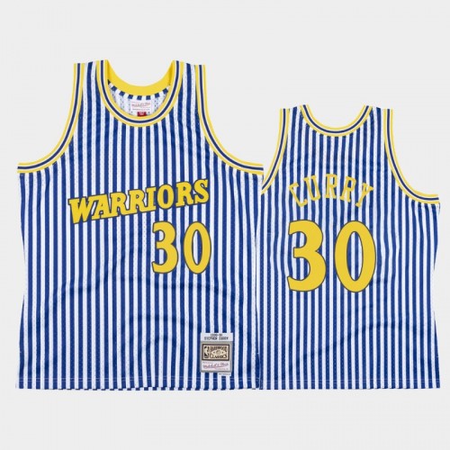 Golden State Warriors #30 Stephen Curry Striped Blue 1990-91 Jersey