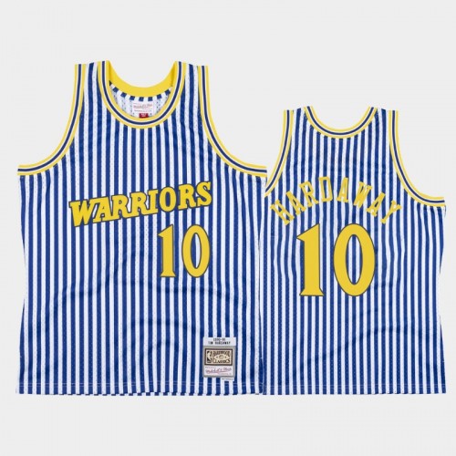 Golden State Warriors #10 Tim Hardaway Striped Blue 1990-91 Jersey