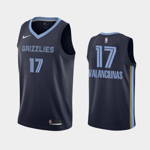Memphis Grizzlies Icon #17 Jonas Valanciunas Navy 2019 season Jersey